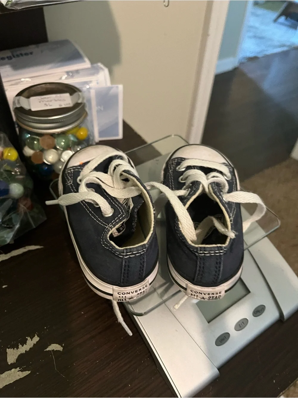 Converse Navy Canvas Kids Sneakers with White Laces